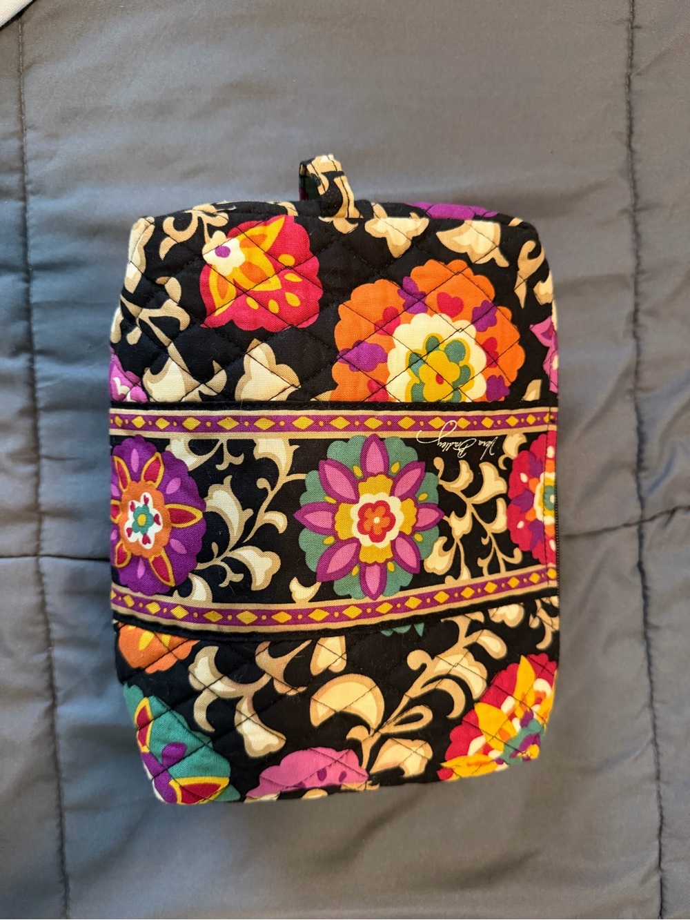 Vera Bradley Black Multicolor Quilted Cosmetic Pouch
